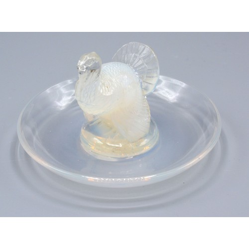 60 - A Lalique Opalescent Glass Pin Tray signed R Lalique France No. 287, 10 cms diameter