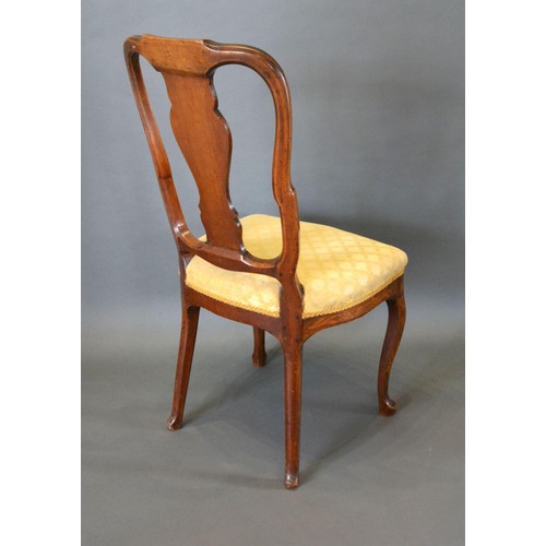 527 - An Early 19th Century Dutch Marquetry Side Chair with an inlaid splat back above a serpentine padded... 