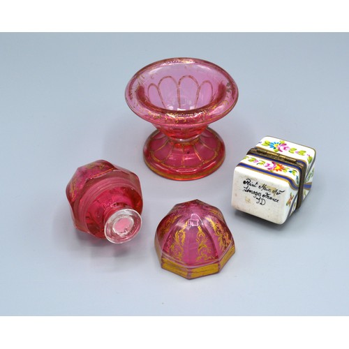 7 - A 19th Century Venetian Ruby Glass Scent Bottle in the form of an Egg with associated stand together... 