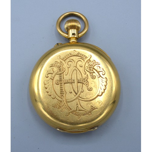 136 - An 18ct Gold Half Hunter Pocket Watch, the movement inscribed C. Ince Newport Monmouthshire, the rev... 