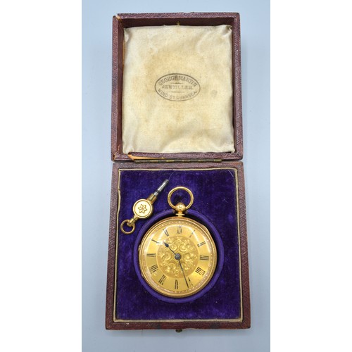 137 - An 18ct Gold Pocket Watch, the engraved dial with Roman numerals and the movement inscribed George M... 