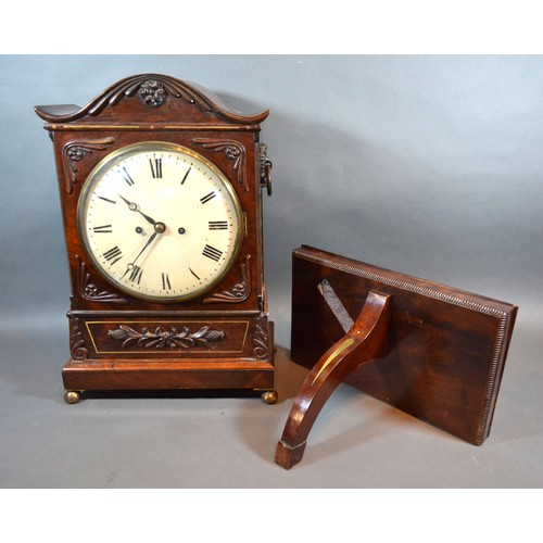 342 - A William IV Mahogany Bracket Clock, the circular dial with Roman numerals and with twin fusee movem... 