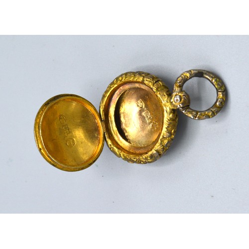 145 - A George IV Silver Gilt Vinaigrette of circular form, Birmingham 1828, maker's mark TS