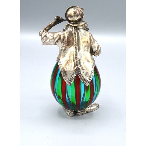 151 - Amcini 925 Silver Mounted and Murano Glass Figure in the form of a Clown with Icecream Cone, signed ... 