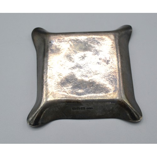 170 - A London Silver Small Pin Tray of shaped design with enamel decorated central panel 7.5 cms square