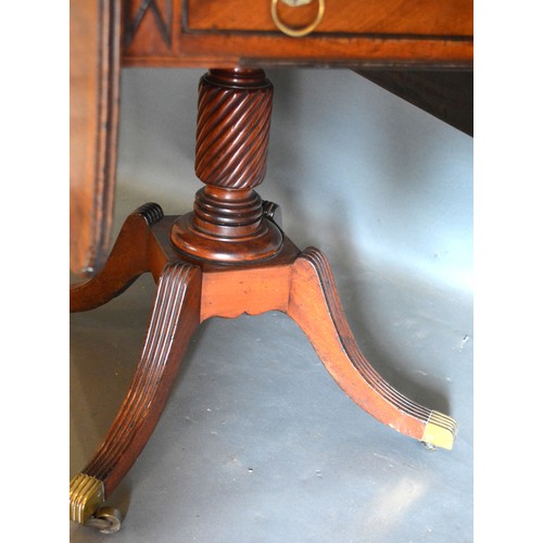 454 - A 19th Century Mahogany Breakfast Table, the crossbanded top above a frieze drawer opposed by a dumm... 