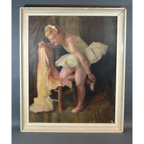 79 - Dame Laura Knight 'Study of a Ballet Dancer' oil on canvas, signed, 60 x 48 cms