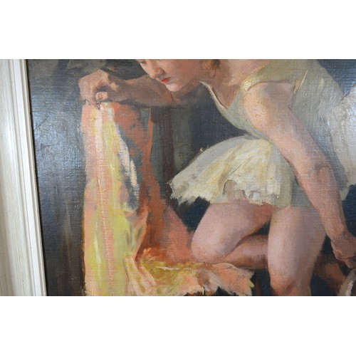 79 - Dame Laura Knight 'Study of a Ballet Dancer' oil on canvas, signed, 60 x 48 cms