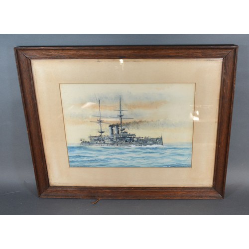 81 - St. John Lennox Scott Horne HMS Cornwallis watercolour, signed, 26 x 36 cms