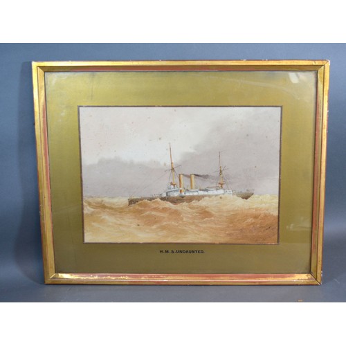 83 - Charles William Fothergill HMS Undaunted watercolour, signed with monogram, 24.5 x 35.5 cms