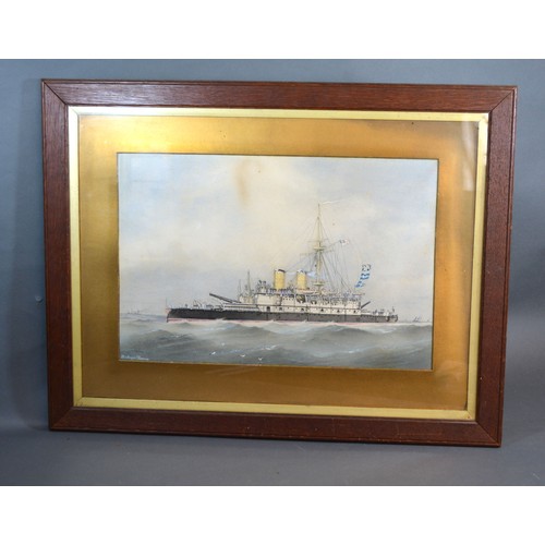 85 - William MacKenzie Thomson Study of an Admiral Class Battleship, possibly HMS Rodney, 30 x 44 cms