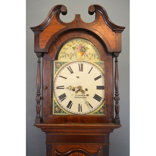 348 - A 19th Century Oak and Mahogany Long Case Clock, the painted dial inscribed G. Graham, Cockermouth w... 