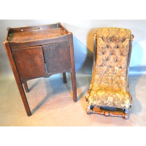 486 - A Regency Mahogany Night Stand together with a Victorian low seat chair