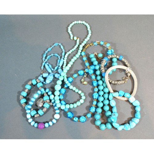 87 - *** Combined *** A Turquoise Bead Necklace with silver clasp together with a small collection of oth... 