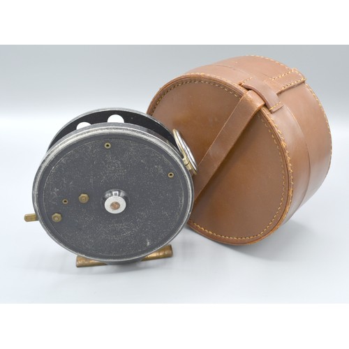 196 - An Allcocks Aerial fishing reel, numbered 689467, 11.5cms diameter complete with case