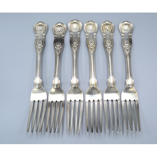 109 - A set of six George IV silver Kings pattern table forks, London 1825, makers mark WC 19oz