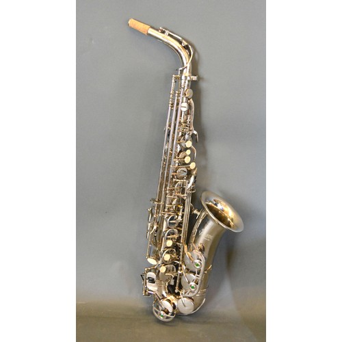 278 - A brass saxophone by Slade, WSS-896, with case