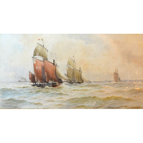 62 - William Stephen Tomkin 'Wind Against Tide' watercolour signed 24 x 45 cms