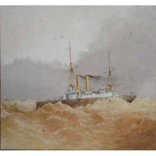 65 - Charles William Fothergill HMS Undaunted watercolour, signed with monogram, 24.5 x 35.5 cms