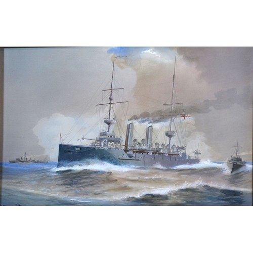 66 - Harold Whitehead HMS Eclipse watercolour 18 x 28.5 cms