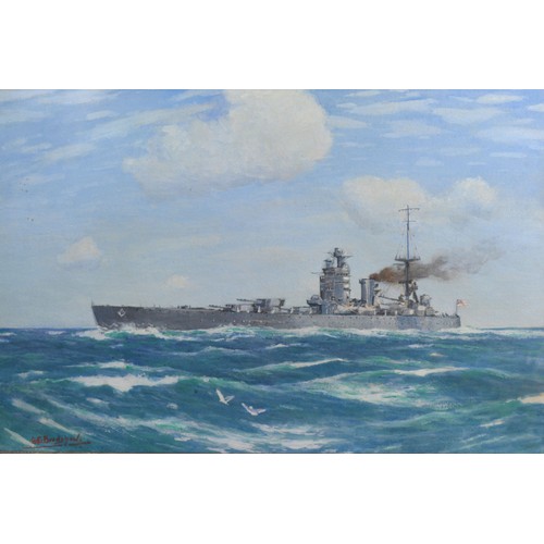 68 - George Fagan Bradshaw HMS Nelson watercolour, signed, 33 x 51 cms