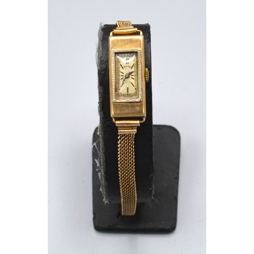 167 - A Rolex 9ct Gold Cased Ladies Wrist Watch with 9ct gold linked strap 14.6 gms