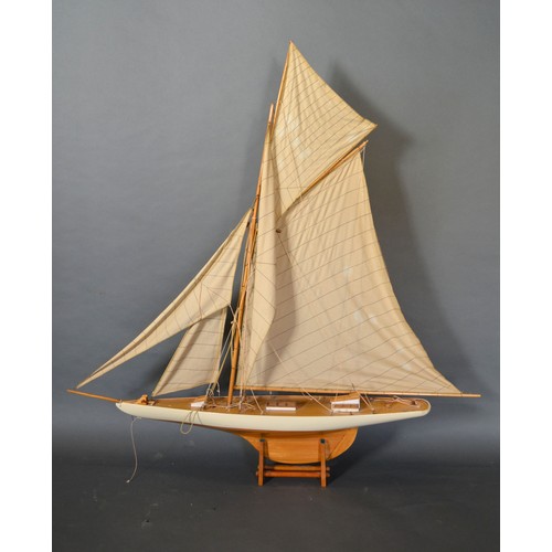 301 - A Model Pond Yacht with Sails 118 cms long and 120 cms tall