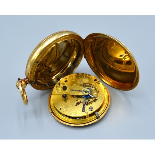 119 - An 18ct gold full hunter pocket watch by John Frew Dingwall. presented to the chief constable of Sut... 