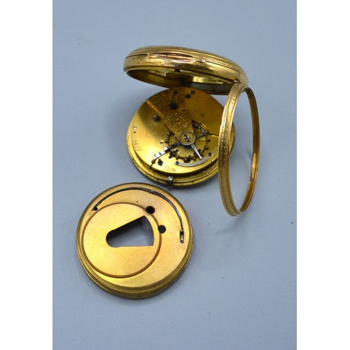 127 - An 18ct gold pocket watch, the engraved dial with Roman numerls and susidiary seconds dial, 127g all... 