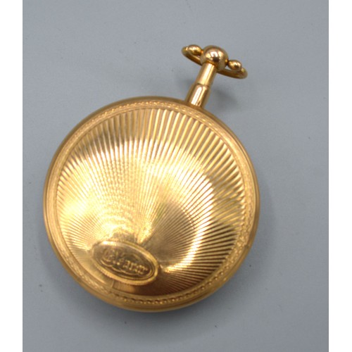 128 - A 19th century gold pocket watch by F.Weyman of Bruxelles, the enamel dial with arabic numerals, 5.2... 