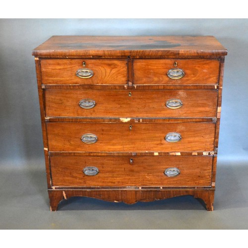 430 - A 19th century mahogany straight front chest of two short and three long drawers with oval brass han... 