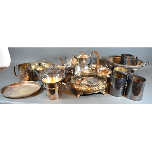 202 - A Silver Plated Four Piece Tea Service together with a collection of other silver plated items