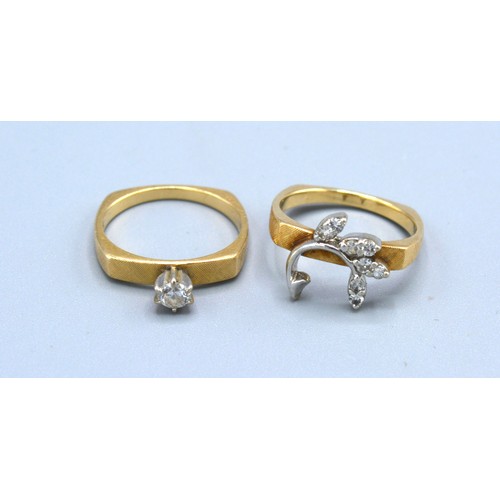 146 - A 14ct Gold Double Diamond Ring to include a solitaire, claw set and another set smaller diamonds in... 