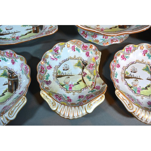 14 - A 19th Century Spode Dessert Service comprising seven dishes