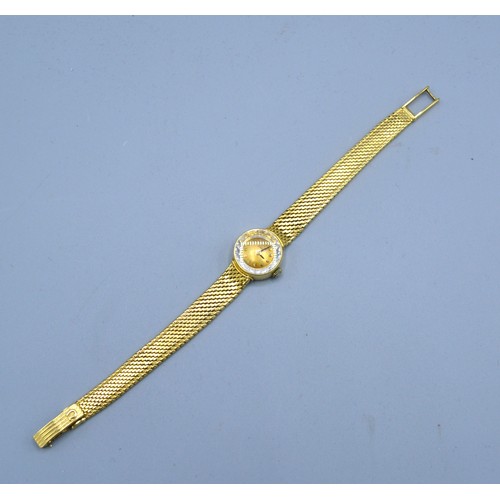 221 - An Omega 18ct Gold Cased Ladies' Wrist Watch with 18ct gold strap 24.3 gms excluding movement