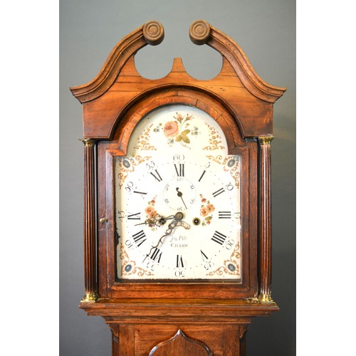 457 - A George III Oak Long Case Clock, the painted dial inscribed Pile Chard with two train movement, dat... 