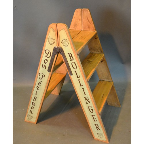 398 - A Pair Of Folding Bar Steps inscribed Moet & Chandon and Bollinger 81 cms tall