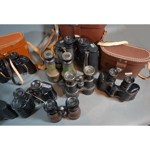 404 - A Pair Of Carl Zeiss Jena 10x50W Binoculars together with nine other pairs of binoculars to include ... 