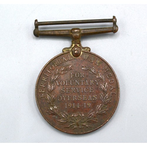 412 - A George V Territorial Force War Medal For Voluntary Service Overseas 1914/19 awarded to 530 Pte. C.... 