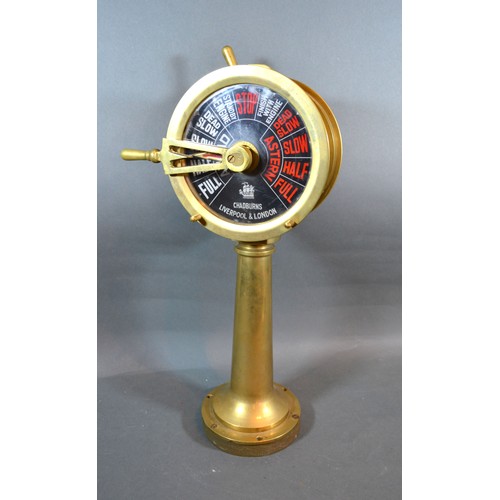 421 - A Brass Ship's Telegraph by Chadburns Liverpool and London, 48 cms tall