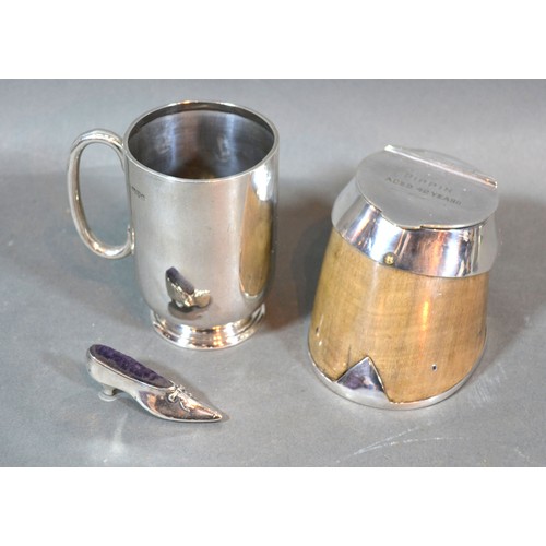 319 - A Chester Silver Mug Of Plain Form together with a miniature Birmingham silver pin cushion in the fo... 