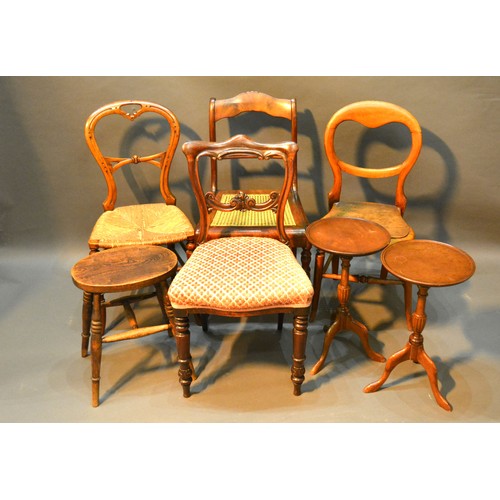 575 - A William IV Rosewood Side Chair together with three other side chairs, two wine tables and a stool