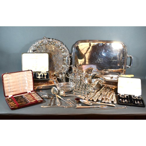 80 - A Silver Plated Rectangular Two Handled Tray together with various other silver plated items to incl... 