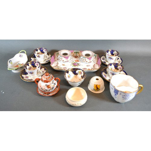 14 - A Dresden Porcelain Ink Stand together with other ceramics to include 19th Century Derby