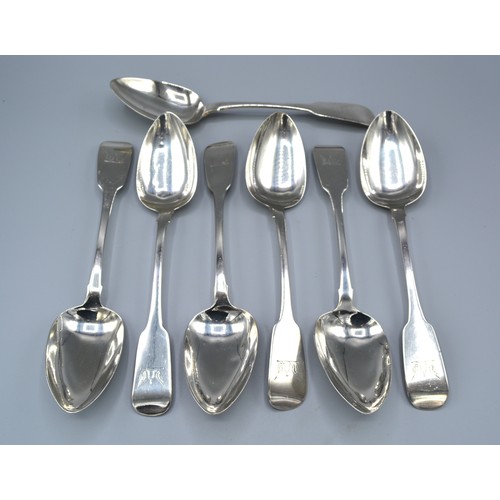 83 - A Set Of Six Victorian Irish Silver Tablespoons with fiddle pattern handles, Dublin 1850 together wi... 