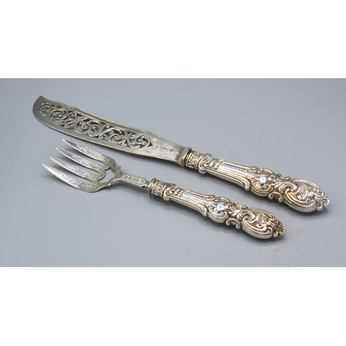 88 - A Victorian Silver Fish Serving Pair, Birmingham 1862 and 1863