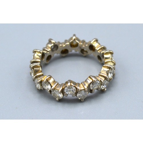 137 - A White Metal Diamond Set Full Eternity Ring 3.7 gms. ring size I