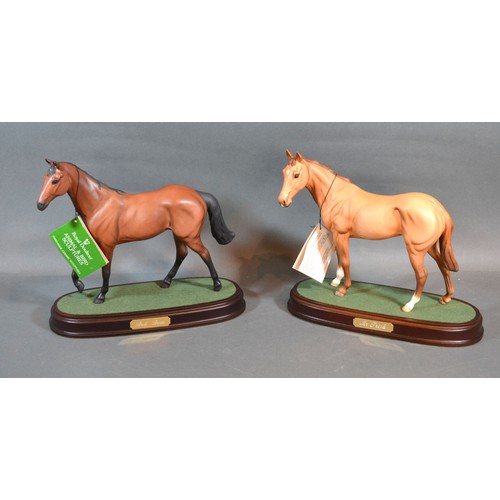 38 - A Royal Doulton Model Of Red Rum Upon Oval Base, 22 cms tall together with another similar Mr Frisk ... 