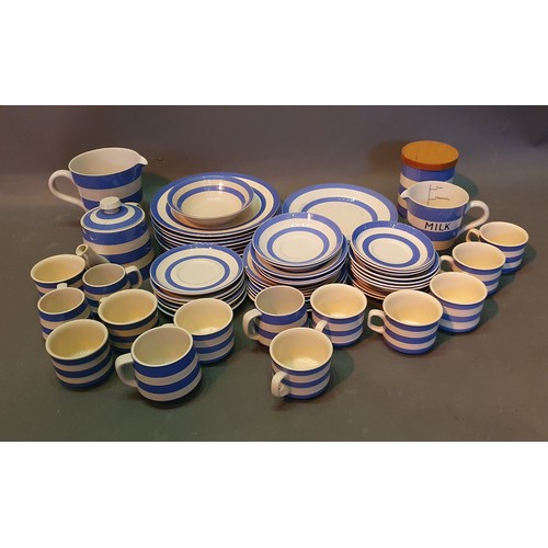 43 - A Collection of T.G Green Tea and Dinner Ware, decorated with blue and white bands