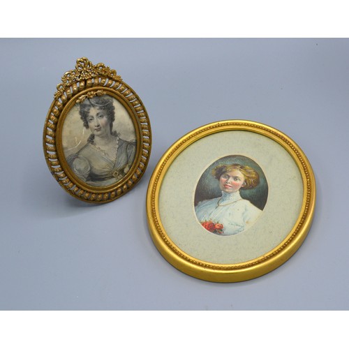 58 - A G Sterry, A Small Oval Portrait dated 1916, 9 x 6 cms together with an oval engraving within a pie... 